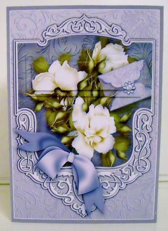 White Roses Bouquet in a Lilac Frame Pyramage by Pam Stubley
