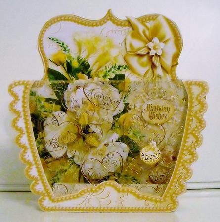 3D Acetate Window Cream Roses Bouquet by Pam Stubley