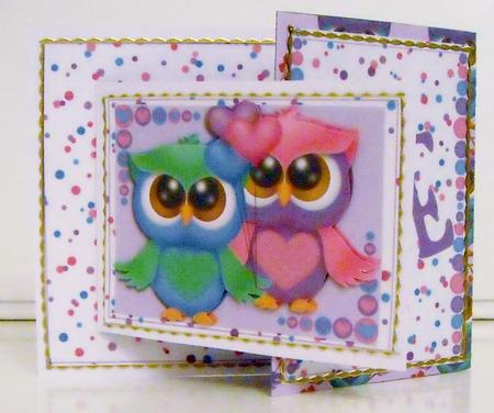 Double Fold Card Kit - Valentine Owl by Pam Stubley