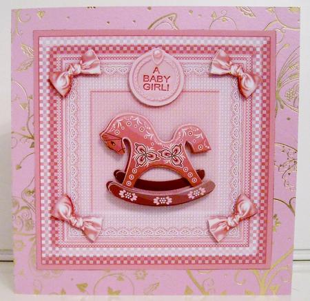 Baby Girl Rocking Horse 8in x 8in Decoupage Mini Kit by Pam Stubley