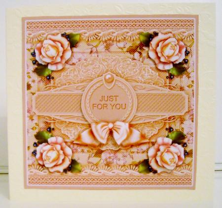 Peach Roses and Blueberries 8in x 8in Decoupage Mini Kit by Pam Stubley