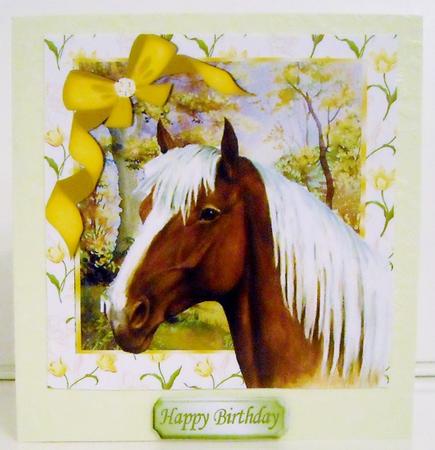 Palomino Horse with Spring Woodland and Flowers 8x8 by Pam Stubley