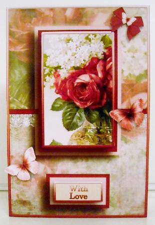 Cardtopper with Matching Envelope Red Roses 734 by Pam Stubley