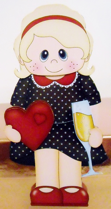 3D on the Shelf Card Kit - Hearts Love & Romance Girl Claire by Pam Stubley