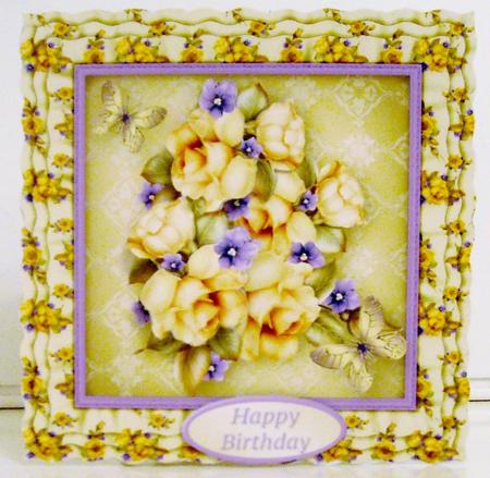 Yellow Roses - Frilly Cushion Card Mini Kit by Pam Stubley
