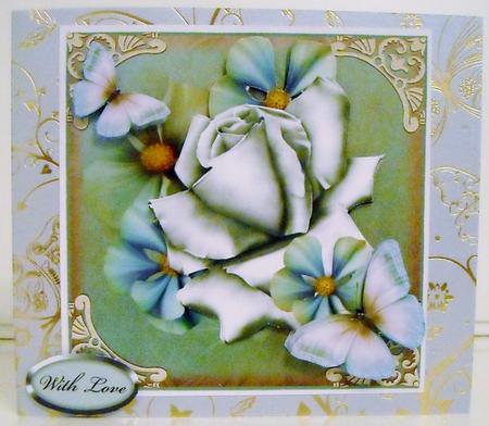 Beautiful Blue Rose Card Front Kit by Pam Stubley