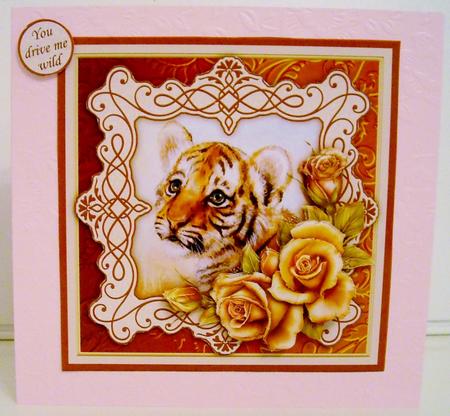 Tiger Cub & Roses 7.5 Decoupage Mini Kit All Occasions by Pam Stubley