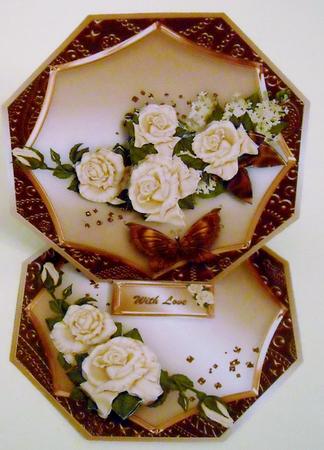 Cream Roses Octagonal Easel Mini Kit by Pam Stubley