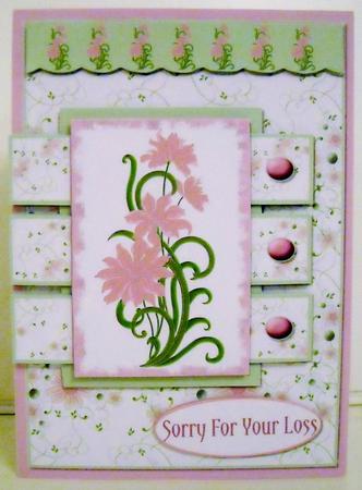 Rectangle Sketch Card - Tall Pink Flowers by Pam Stubley