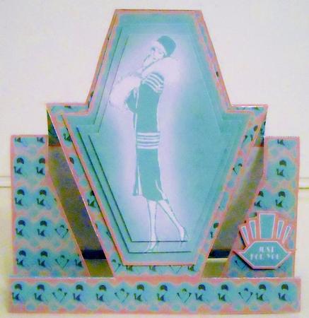 Art Deco Lady Pyramid Stepper Card by Pam Stubley