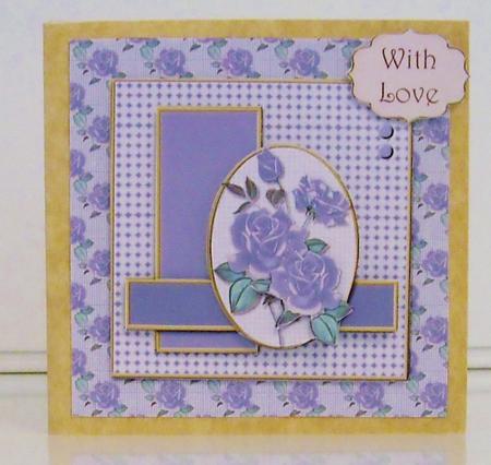 Square Oval Sketch Card - Lavender Roses by Pam Stubley