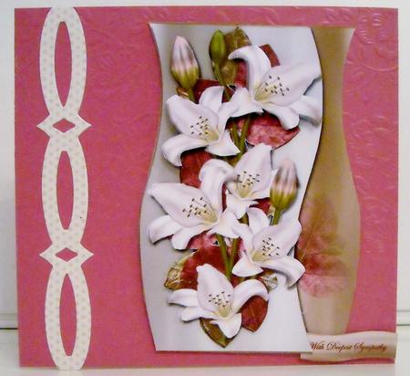Shaped Card White Lilies Sympathy by Pam Stubley