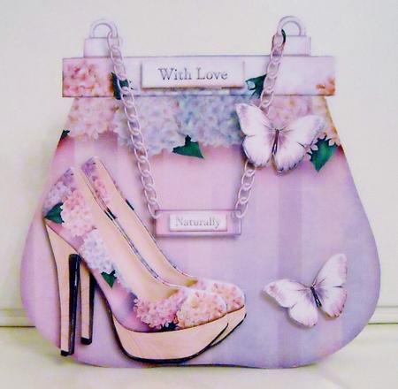 Handbag Shoe Shape Card Pink Blue 758 by Pam Stubley