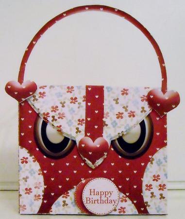 Owl Handbag Card with Box 787 by Pam Stubley