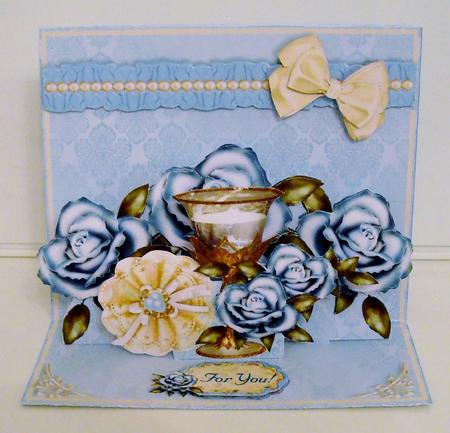 Easel Pop-up 3D Card Kit - Celebrate with Blue Roses by Pam Stubley