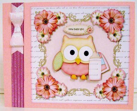 New Baby Girl Cute Owl by Pam Stubley