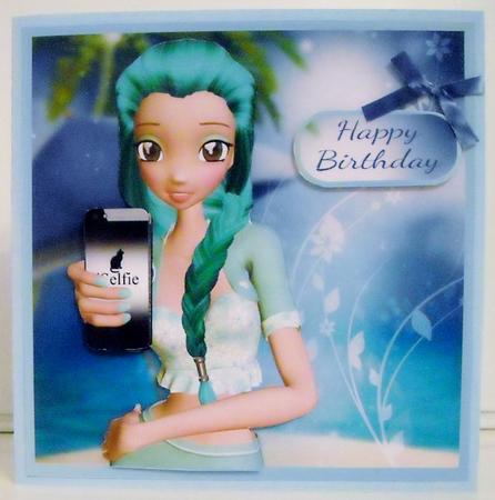 Teenage Selife Mobile Phone Birthday Quick Card by Pam Stubley