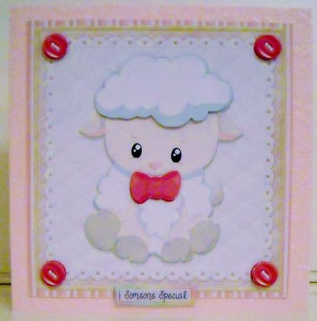 Gorgeous Lamb with Pink Bow 8x8 by Pam Stubley