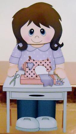 3D on the Shelf Card Kit - Little Sewing Machine Lady Clio by Pam Stubley