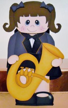 3D on the Shelf Card Kit - Little Tuba Player Girl Tate by Pam Stubley