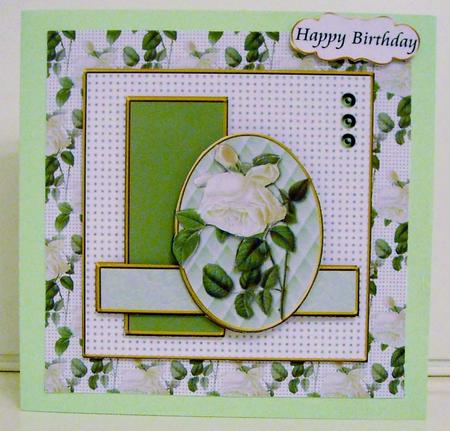 Square Oval Sketch Card - White Rose by Pam Stubley