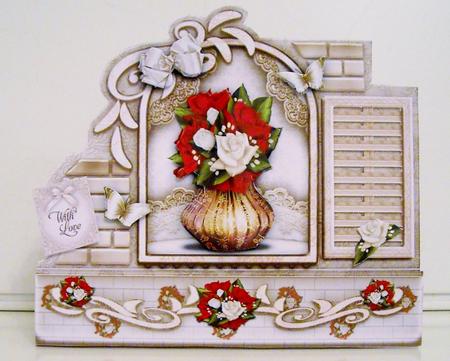 Cream Wall with Red Roses Card Mini Kit by Pam Stubley