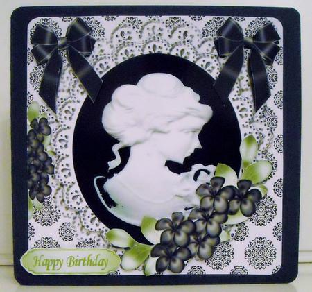 Elegant Black Cameo with Flowers, Lace with Bows 8x8 Kit by Pam Stubley