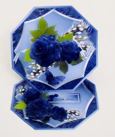 Blue Roses Octagonal Easel Mini Kit by Pam Stubley