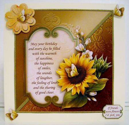Sunflower & Verse 8x8 Birthday Decoupage Mini Kit by Pam Stubley