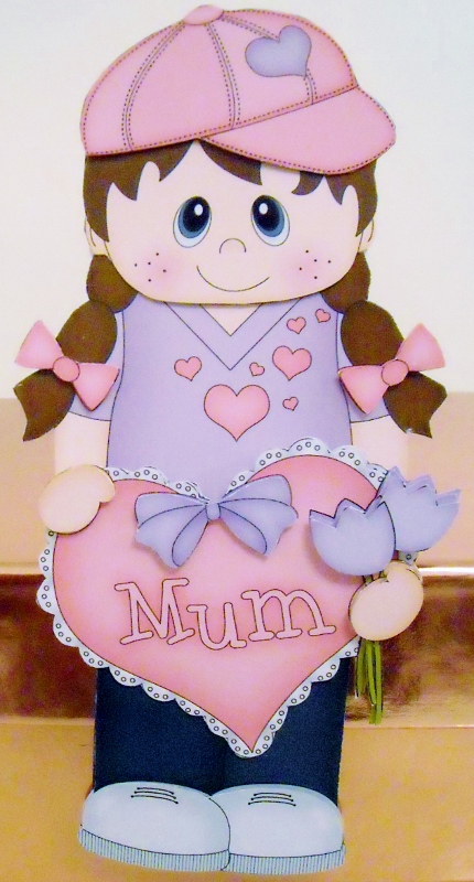 3D on the Shelf Card Kit - Little Girl Lili's Heart for Mum by Pam Stubley