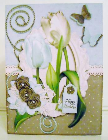 Cardtopper Tulip Spring Easter Soft Blue 791 by Pam Stubley