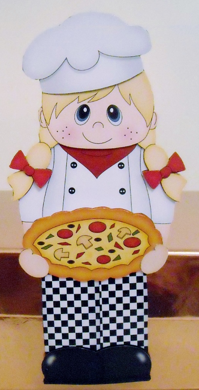 3D on the Shelf Card Kit - Little Pizza Chef Lina by Pam Stubley