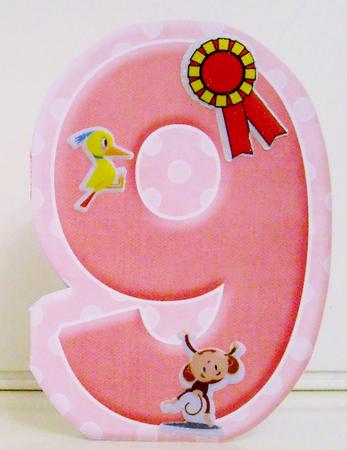 Age 9 Blank Pink Birthday Shape Card by Pam Stubley
