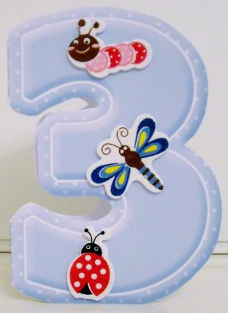Age 3 Blank Blue Birthday Shape Card by Pam Stubley