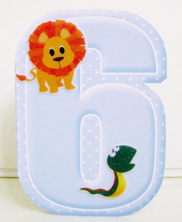 Age 6 Blank Blue Birthday Shape Card by Pam Stubley