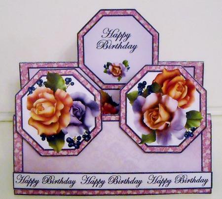 Double Tent Cards- September Roses (birthday) by Pam Stubley