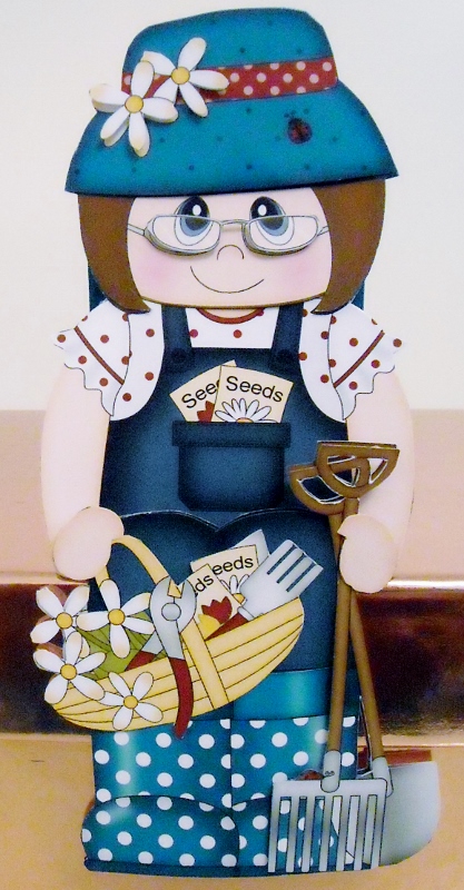 3D on the Shelf Card Kit - Gardening Lady Izzy by Pam Stubley