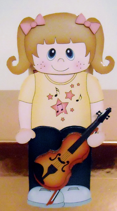 3D on the Shelf Card Kit - Little Violinist Player Girl Cate by Pam Stubley