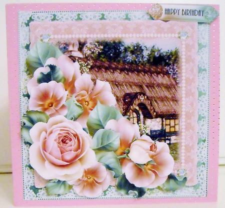 Rose Pink Cottage Card Front Kit by Pam Stubley