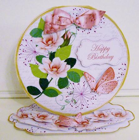 Pink Magnolia Happy Birthday Circle Easel Card Mini Kit by Pam Stubley