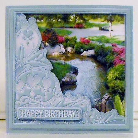 Floral Pond 6in x 6in Decoupage by Pam Stubley