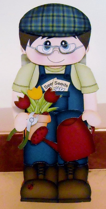 3D on the Shelf Card Kit - Gardening Man Leo by Pam Stubley