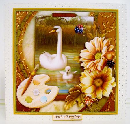 Artists Canvas Swan & Cygnet 7.5 Decoupage Mini Kit by Pam Stubley