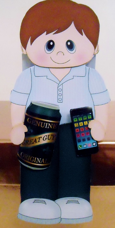 3D on the Shelf Card Kit - Beer & Mobile Phone Man Leon by Pam Stubley