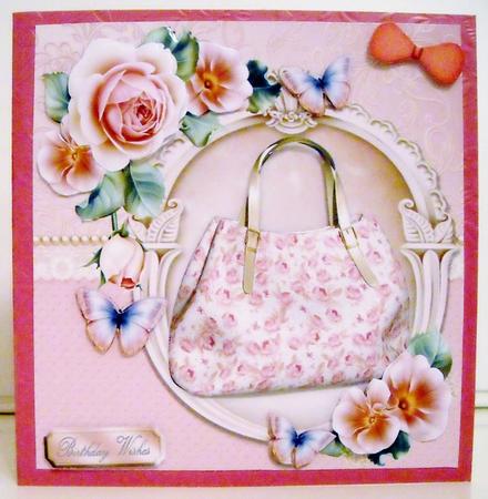 Beautiful Pink Handbag with Roses 8x8 Mini Kit by Pam Stubley