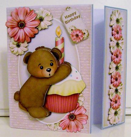Bear with Cupcake Asymmetric Fold Card Kit by Pam Stubley