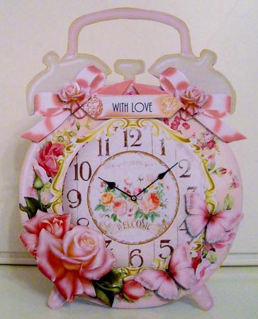 Pink Rose Clock Shaped Card Kit by Pam Stubley