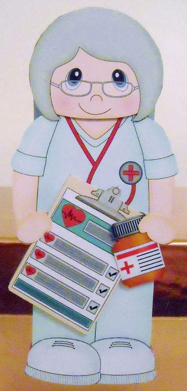 3D on the Shelf Card Kit - Little Old Lady Doctor Gray by Pam Stubley