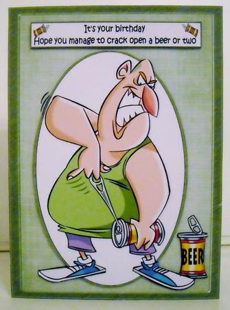 Kenny Cracks a Beer or Two Quick Card by Pam Stubley