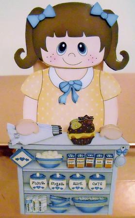 3D on the Shelf Card Kit - Little Cake Decorator Girl Ange by Pam Stubley